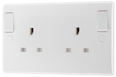 BG 822DPOB Moulded Round Edge | White | 13A DP Double Socket + Outboard Rockers by British General (BG-822DPOB)