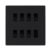 BG Evolve Matt Black 7 Gang Intermediate Custom Grid Light Switch with Back Box Included by British General (BG-Evolve-MB-7G-CUSTOM-7x INT SWITCH)