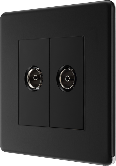 BG Nexus FFB61 Matt Black Double Co-Axial Socket for TV or FM by British General (BG-FFB61-1)
