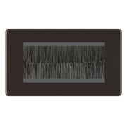 BG Screwless Black Nickel Double 4 Gang Brush Cable Wall Plate TV Black by British General (BG-FBNEMR4+EMFO-1)