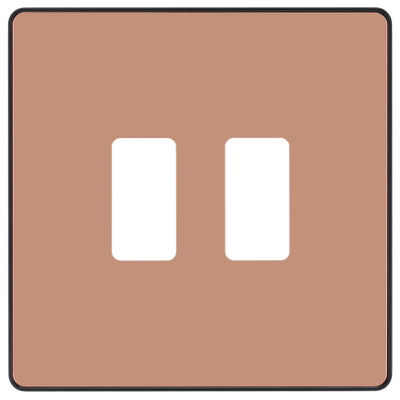BG RPCDCP2B Evolve Grid Polished Copper 2 Module Square Front Plate - Black Trim