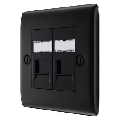 BG Nexus Matt Black RJ45 Double Data Outlet Socket NFBRJ452 with 25mm Steel Back Box