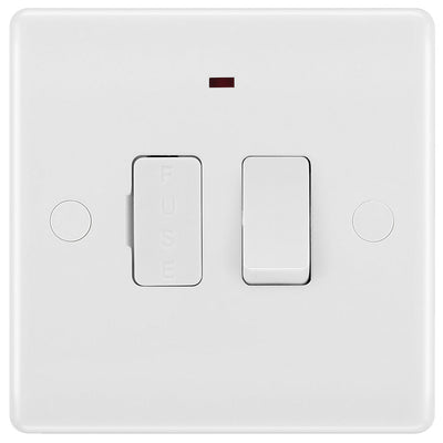 BG 853 Moulded Round Edge | White | 13A 2 Pole Flex Outlet Neon Switched Fused Connection Unit by British General (BG-853)