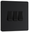 BG Evolve PCDMB43B Matt Black 3 Gang 20A 16AX 2 Way Switch-Black Insert by British General (BG-PCDMB43B-Shopify-SA_1)