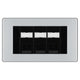 BG Screwless Polished Chrome 3 Gang RJ45 Cat5e Data Socket Black Inserts