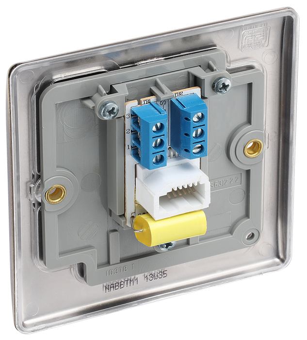 NABBTM1 Back - This master telephone socket from British General uses a screw terminal connection and should be used where your telephone line enters your property.