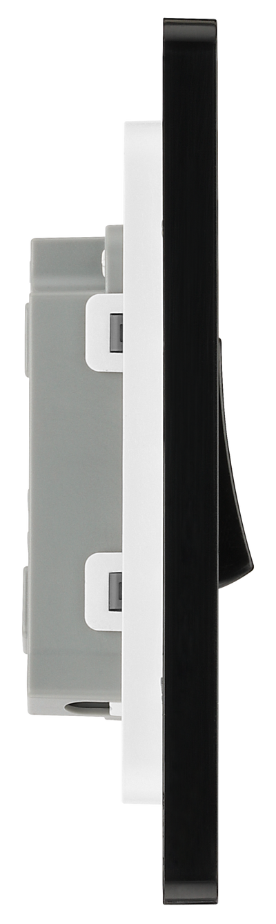 BG Evolve PCDMB12B Matt Black 1 Gang 20A 16AX 2 Way Light Switch-Black Insert