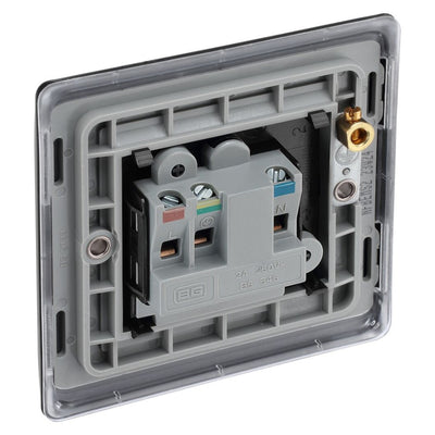 BG Nexus Matt Black 2A Unswitched Round Pin Socket NFB28B with 25mm Steel Back Box