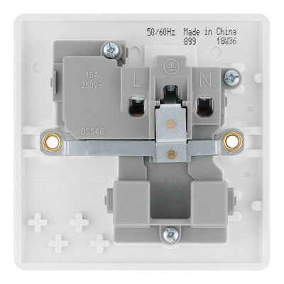BG Electrical 15A Switched Round Pin Socket White & 50mm Pattress Back Box