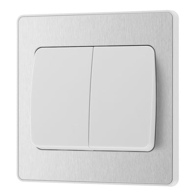 BG Evolve Brushed Steel 2G Wide Rocker Light Switch PCDBS42WW with 35mm Steel Back Box