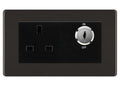 BG Screwless Black Nickel 13A Double Pole Key Controlled Socket – Black Inserts