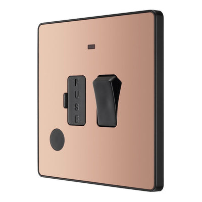 BG Evolve Polished Copper 13A Flex Outlet Neon Switched Fused Connection Unit PCDCP52B with 25mm Steel Back Box