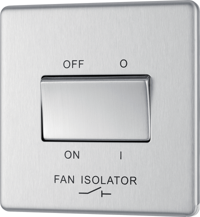 BG Electrical FBS15 Nexus Screwless Flat-Plate Fan Isolator Switch 3 Pole Brushed Steel 10A