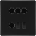 BG Screwless Matt Black 6 Gang Switch 4x Trailing Edge LED Dimmer 2x Intermediate Custom Grid