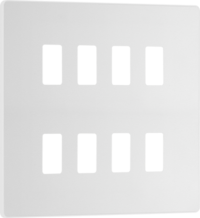 BG RPCDCL8W Evolve Grid Pearlescent White 8 Module Square Front Plate - White Trim