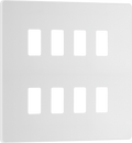 BG RPCDCL8W Evolve Grid Pearlescent White 8 Module Square Front Plate - White Trim