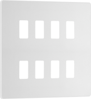 BG RPCDCL8W Evolve Grid Pearlescent White 8 Module Square Front Plate - White Trim