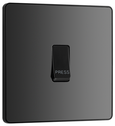 PCDBC14B Front - This Evolve Black Chrome bell push switch from British General is ideal for use where access is restricted such as office buildings or hospitals, where visitors need to let those inside know they have arrived.