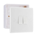BG Nexus Double Light Switch 2 Gang 10AX White & 32mm Pattress Back Box