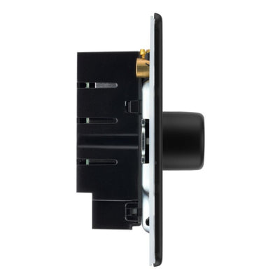 BG Screwless Matt Black 200W 2 Way Triple Trailing Edge Dimmer Switch FFB83 with 25mm Steel Back Box