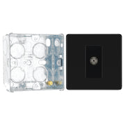 BG Screwless Matt Black 1 Gang Isolated Coaxial Socket FFB62 with 35mm Steel Back Box by British General