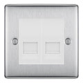 BG Nexus Brushed Steel Double IDC Secondary Telephone Socket - White Insert