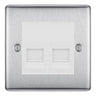 BG Nexus Brushed Steel Double IDC Secondary Telephone Socket - White Insert by British General (BG-NBSBTS2W)