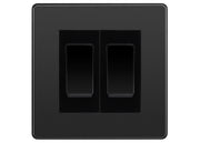 BG Electrical Evolve Black Chrome 2-Gang Light Switch 1x 2-Way + 1x Intermediate – Black Inserts