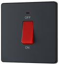 BG Evolve PCDMG74B Matt Grey 45A 2 Pole LED Switch - Black Insert