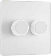 BG PCDCL82W Pearlescent White Evolve 2 Gang 200W Intelligent Trailing Edge Dimmer Switch - White Insert by British General (BG-PCDCL82W-Shopify-SA_1)