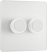 BG PCDCL82W Pearlescent White Evolve 2 Gang 200W Intelligent Trailing Edge Dimmer Switch - White Insert by British General (BG-PCDCL82W-Shopify-SA_1)