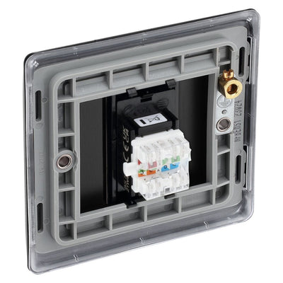 BG Nexus Matt Black RJ45 Single Data Outlet Socket NFBRJ451 with 25mm Steel Back Box