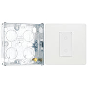 BG Evolve Pearlescent White 1 Gang 200W Trailing Edge Master Touch Dimmer PCDCLTDM1W with 25mm Steel Back Box