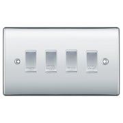 BG Polished Chrome 4 Gang Engraved Custom Labelled Appliance Grid Switch by British General (BG-Polished-Chrome-Custom-4Gang-Switch)