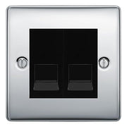 BG Nexus Polished Chrome Double IDC Secondary Telephone Socket - Black Insert by British General (BG-NPCBTS2B)