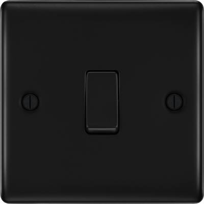 BG NFB12 Nexus Metal Matt Black 1 Gang 20A 16AX 2 Way Plate Switch