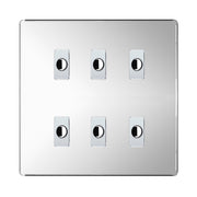 BG Nexus Screwless Polished Chrome 6 Gang Flex Outlet Socket by British General (BG-SCL-PC-6G-FLEX-OUTLET-SOCKET)