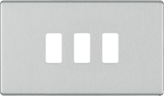 BG Electrical RFBS3 Nexus Grid Brushed Steel Screwless Front Plate 3 Module by British General (BG-RFBS3-Shopify-SA_1)