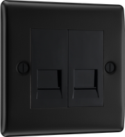 BG NFBRJ112 Nexus Metal RJ11 Double Data Outlet Socket - Matt Black by British General (BG-NFBRJ112-Shopify-SA_1)