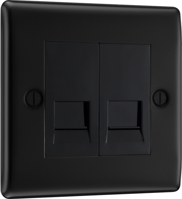 BG NFBRJ112 Nexus Metal RJ11 Double Data Outlet Socket - Matt Black