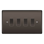 BG Black Nickel 4 Gang Engraved Custom Labelled Appliance Grid Switch by British General (BG-Black-Nickel-Custom-4Gang-Switch)