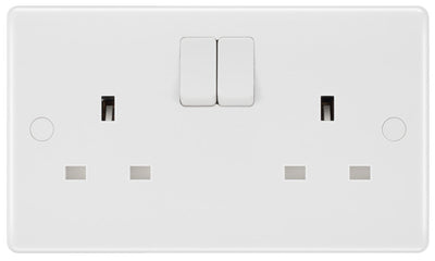 BG 822 Moulded Round Edge | White | 2 Gang 13A 1 Pole Switched Socket by British General (BG-822)