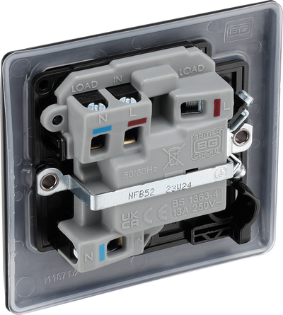BG NFB52 Nexus Metal Matt Black 13A Neon Switched Fused Spur Unit