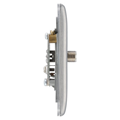 BG Nexus Brushed Steel Single Satellite Socket NBS64 with 35mm Steel Back Box