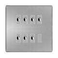 BG Nexus Screwless Brushed Steel 7 Gang Flex Outlet Socket