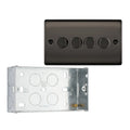 BG Nexus Metal Black Nickle 200W 2 Way Quad Trailing Edge Dimmer Switch NBN84 with 35mm Steel Back Box