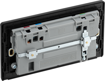 BG Evolve PCDBC22UAC45B 13A Double Switched Power Socket + USB A+C (45W) - Black Chrome