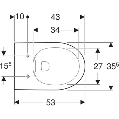 Geberit Selnova 355mm Rimless Wall Hung Pan - 501.045.00.7 by Geberit (Geberit-501.045.00.7)
