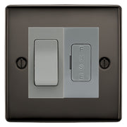BG Nexus Black Nickel 2 Way Light Switch & 13A Fused Spur Plate | Grey Insert