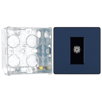 BG Evolve Matt Blue Co-Axial Socket Outlet PCDDB60B with 35mm Steel Back Box
